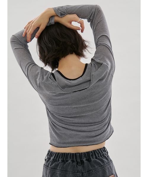 emmi(エミ)の「レイヤードライクカットソー/接触冷感(Tシャツ/カットソー・レディース・ブラック/その他・F)」の5枚目の写真