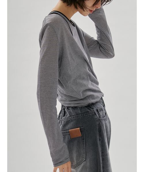 emmi(エミ)の「レイヤードライクカットソー/接触冷感(Tシャツ/カットソー・レディース・ブラック/その他・F)」の4枚目の写真