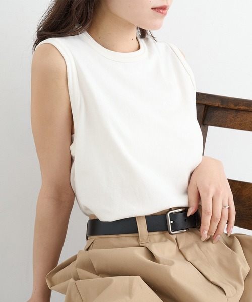 Healthknit(ヘルスニット)の「【Healthknit】26SS TOMPKINS Jersey Sleeveless 216(タンクトップ・レディース・ブラック/ヘザーグレー/ホワイト/ネイビー・FREE)」の2枚目の写真