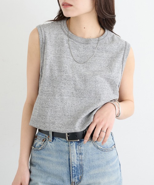Healthknit(ヘルスニット)の「【Healthknit】26SS TOMPKINS Jersey Sleeveless 216(タンクトップ・レディース・ブラック/ヘザーグレー/ホワイト/ネイビー・FREE)」の1枚目の写真