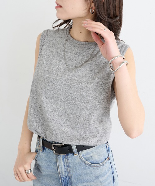 Healthknit(ヘルスニット)の「【Healthknit】26SS TOMPKINS Jersey Sleeveless 216(タンクトップ・レディース・ブラック/ヘザーグレー/ホワイト/ネイビー・FREE)」の5枚目の写真