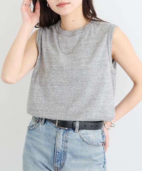Healthknit(ヘルスニット)の「【Healthknit】26SS TOMPKINS Jersey Sleeveless 216(タンクトップ・レディース・ブラック/ヘザーグレー/ホワイト/ネイビー・FREE)」の7枚目の写真