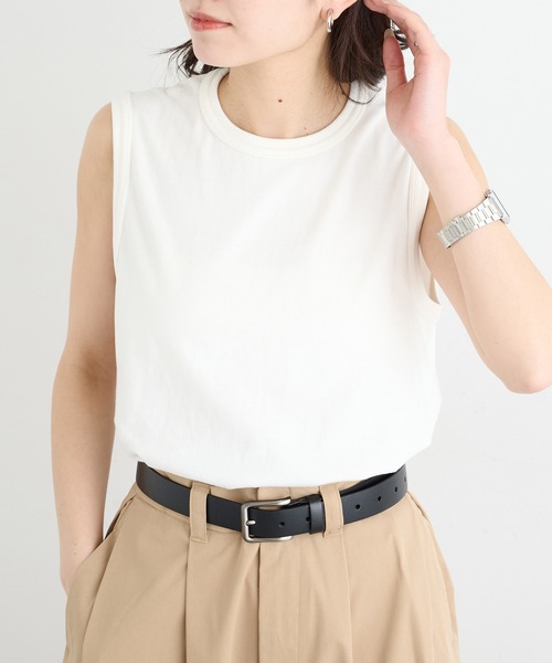 Healthknit(ヘルスニット)の「【Healthknit】26SS TOMPKINS Jersey Sleeveless 216(タンクトップ・レディース・ブラック/ヘザーグレー/ホワイト/ネイビー・FREE)」の11枚目の写真