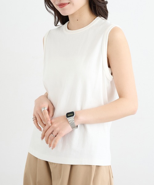 Healthknit(ヘルスニット)の「【Healthknit】26SS TOMPKINS Jersey Sleeveless 216(タンクトップ・レディース・ブラック/ヘザーグレー/ホワイト/ネイビー・FREE)」の13枚目の写真