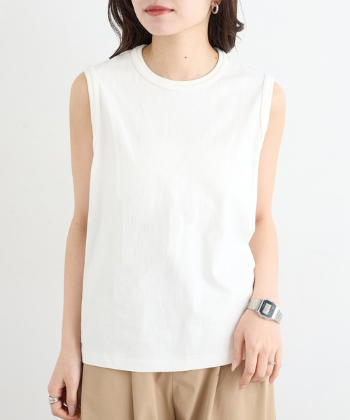 Healthknit(ヘルスニット)の「【Healthknit】26SS TOMPKINS Jersey Sleeveless 216(タンクトップ・レディース・ブラック/ヘザーグレー/ホワイト/ネイビー・FREE)」の14枚目の写真