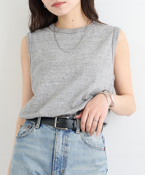 Healthknit(ヘルスニット)の「【Healthknit】26SS TOMPKINS Jersey Sleeveless 216(タンクトップ・レディース・ブラック/ヘザーグレー/ホワイト/ネイビー・FREE)」の6枚目の写真