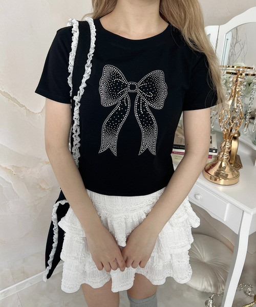 PHILLY(フィリー)の「リボンスタッズT(Tシャツ/カットソー・レディース・ブラック/ホワイト・FREE)」の2枚目の写真