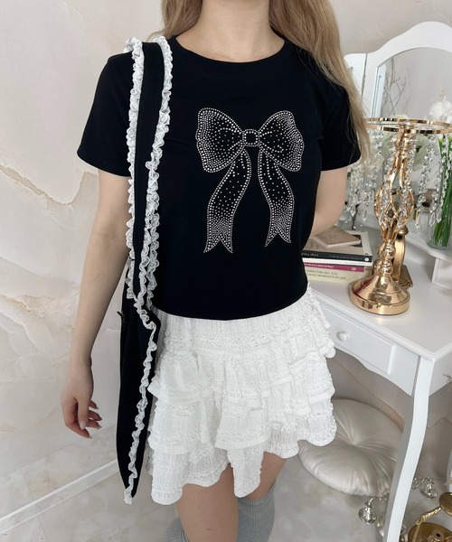 PHILLY(フィリー)の「リボンスタッズT(Tシャツ/カットソー・レディース・ブラック/ホワイト・FREE)」の8枚目の写真