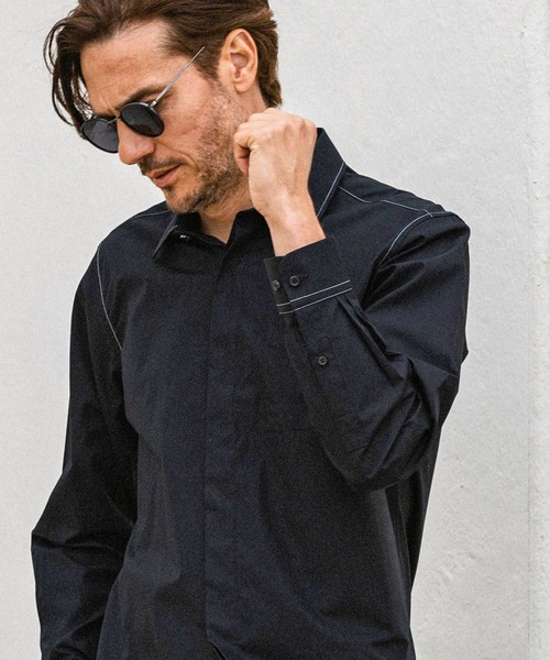AKM Contemporary(エイケイエムコンテンポラリー)の「【WEB・直営店限定】AKM Contemporary(エイケイエムコンテンポラリー)コントラストカラーステッチ長袖シャツ(シャツ/ブラウス・メンズ・ホワイト/ネイビー/ベージュ/ブラック・L/M/S/XL)」の11枚目の写真
