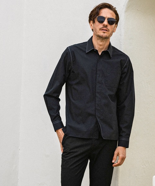 AKM Contemporary(エイケイエムコンテンポラリー)の「【WEB・直営店限定】AKM Contemporary(エイケイエムコンテンポラリー)コントラストカラーステッチ長袖シャツ(シャツ/ブラウス・メンズ・ホワイト/ネイビー/ベージュ/ブラック・L/M/S/XL)」の12枚目の写真