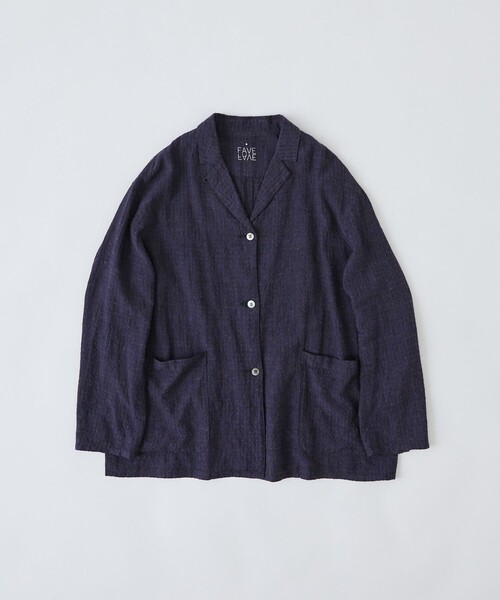 conges payes ADIEU TRISTESSE(コンジェ ペイエ アデュートリステス)の「【FAVE】シャーリングシャツジャケット(テーラードジャケット・レディース・キナリ/ブルー系その他/ネイビー/グレー系その他・38)」の4枚目の写真
