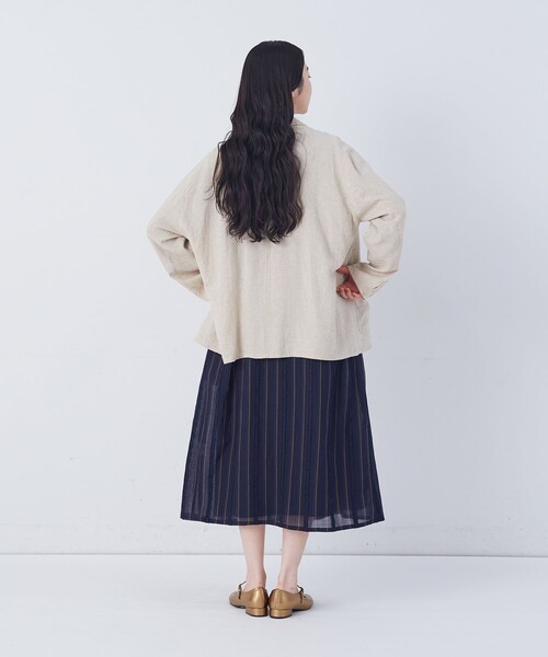 conges payes ADIEU TRISTESSE(コンジェ ペイエ アデュートリステス)の「【FAVE】シャーリングシャツジャケット(テーラードジャケット・レディース・キナリ/ブルー系その他/ネイビー/グレー系その他・38)」の8枚目の写真