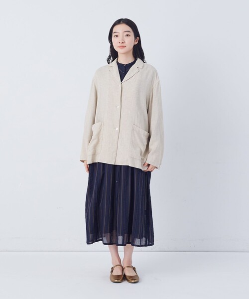 conges payes ADIEU TRISTESSE(コンジェ ペイエ アデュートリステス)の「【FAVE】シャーリングシャツジャケット(テーラードジャケット・レディース・キナリ/ブルー系その他/ネイビー/グレー系その他・38)」の9枚目の写真
