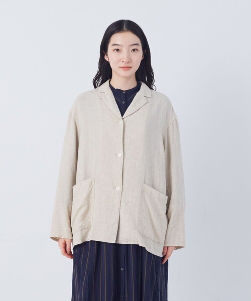 conges payes ADIEU TRISTESSE(コンジェ ペイエ アデュートリステス)の「【FAVE】シャーリングシャツジャケット(テーラードジャケット・レディース・キナリ/ブルー系その他/ネイビー/グレー系その他・38)」の10枚目の写真