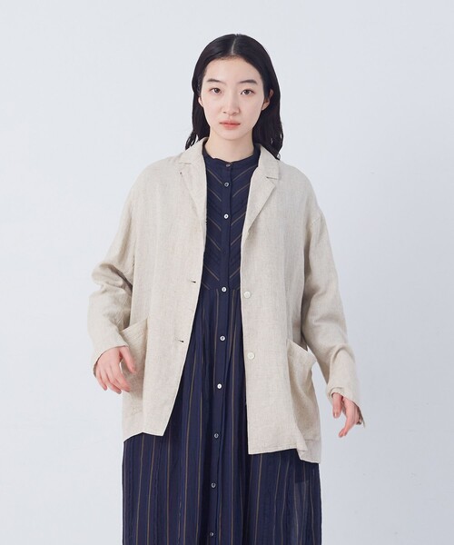 conges payes ADIEU TRISTESSE(コンジェ ペイエ アデュートリステス)の「【FAVE】シャーリングシャツジャケット(テーラードジャケット・レディース・キナリ/ブルー系その他/ネイビー/グレー系その他・38)」の11枚目の写真