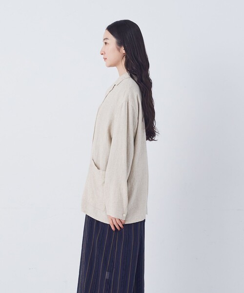 conges payes ADIEU TRISTESSE(コンジェ ペイエ アデュートリステス)の「【FAVE】シャーリングシャツジャケット(テーラードジャケット・レディース・キナリ/ブルー系その他/ネイビー/グレー系その他・38)」の12枚目の写真