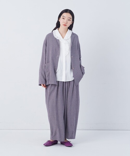 conges payes ADIEU TRISTESSE(コンジェ ペイエ アデュートリステス)の「【FAVE】シャーリングシャツジャケット(テーラードジャケット・レディース・キナリ/ブルー系その他/ネイビー/グレー系その他・38)」の15枚目の写真
