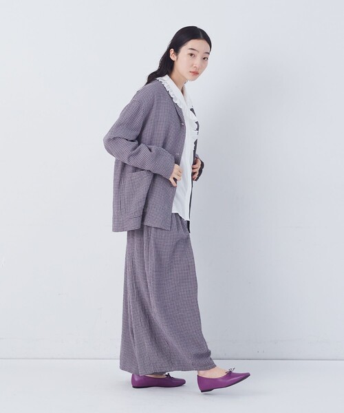 conges payes ADIEU TRISTESSE(コンジェ ペイエ アデュートリステス)の「【FAVE】シャーリングシャツジャケット(テーラードジャケット・レディース・キナリ/ブルー系その他/ネイビー/グレー系その他・38)」の16枚目の写真