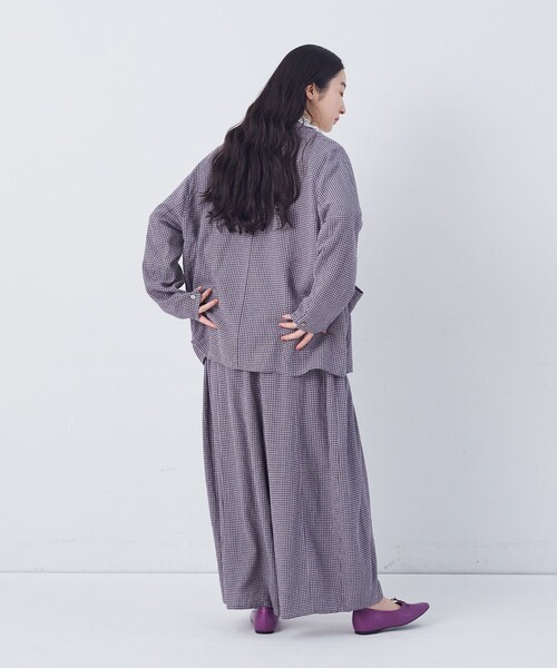 conges payes ADIEU TRISTESSE(コンジェ ペイエ アデュートリステス)の「【FAVE】シャーリングシャツジャケット(テーラードジャケット・レディース・キナリ/ブルー系その他/ネイビー/グレー系その他・38)」の17枚目の写真