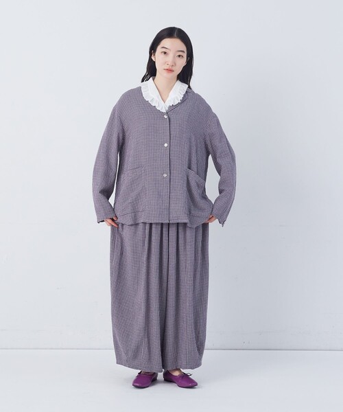 conges payes ADIEU TRISTESSE(コンジェ ペイエ アデュートリステス)の「【FAVE】シャーリングシャツジャケット(テーラードジャケット・レディース・キナリ/ブルー系その他/ネイビー/グレー系その他・38)」の18枚目の写真