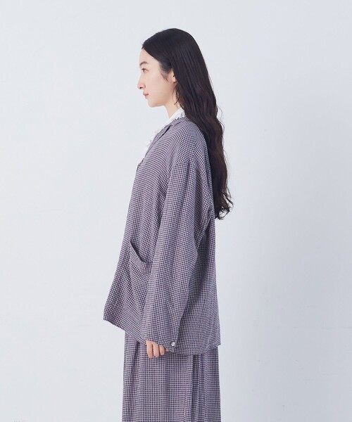 conges payes ADIEU TRISTESSE(コンジェ ペイエ アデュートリステス)の「【FAVE】シャーリングシャツジャケット(テーラードジャケット・レディース・キナリ/ブルー系その他/ネイビー/グレー系その他・38)」の21枚目の写真