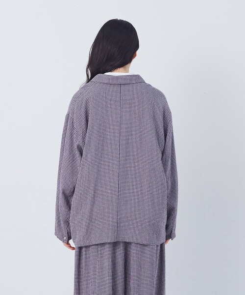 conges payes ADIEU TRISTESSE(コンジェ ペイエ アデュートリステス)の「【FAVE】シャーリングシャツジャケット(テーラードジャケット・レディース・キナリ/ブルー系その他/ネイビー/グレー系その他・38)」の22枚目の写真