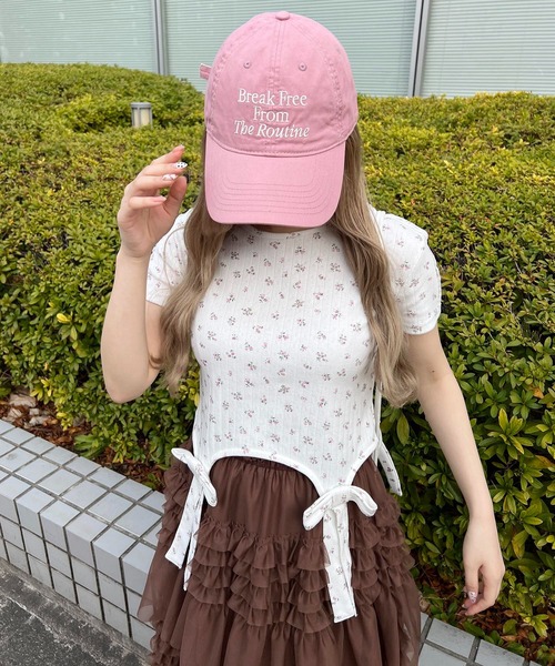 WC(ダブル シー)の「リトルフラワーWリボンTシャツ(Tシャツ/カットソー・レディース・ピンク/ホワイト・FREE)」の9枚目の写真