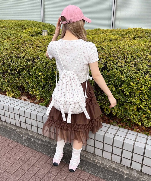 WC(ダブル シー)の「リトルフラワーWリボンTシャツ(Tシャツ/カットソー・レディース・ピンク/ホワイト・FREE)」の12枚目の写真