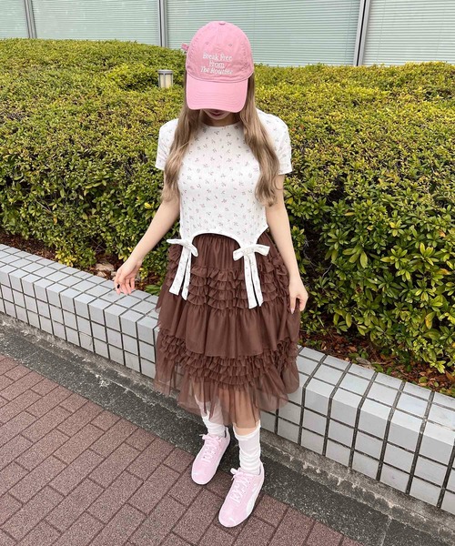WC(ダブル シー)の「リトルフラワーWリボンTシャツ(Tシャツ/カットソー・レディース・ピンク/ホワイト・FREE)」の14枚目の写真