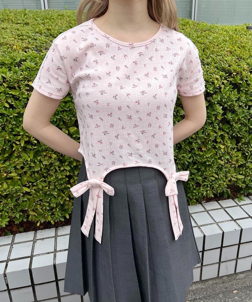 WC(ダブル シー)の「リトルフラワーWリボンTシャツ(Tシャツ/カットソー・レディース・ピンク/ホワイト・FREE)」の15枚目の写真