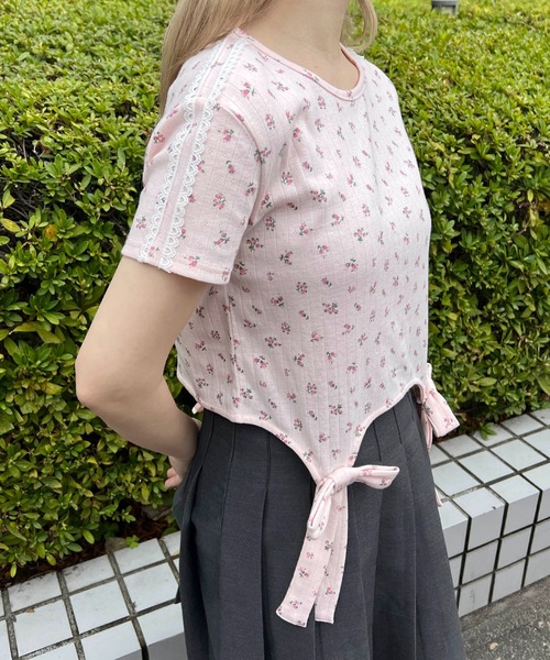 WC(ダブル シー)の「リトルフラワーWリボンTシャツ(Tシャツ/カットソー・レディース・ピンク/ホワイト・FREE)」の16枚目の写真