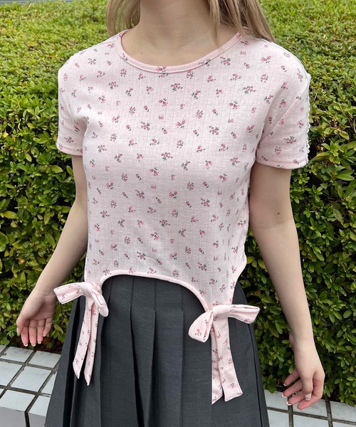 WC(ダブル シー)の「リトルフラワーWリボンTシャツ(Tシャツ/カットソー・レディース・ピンク/ホワイト・FREE)」の17枚目の写真