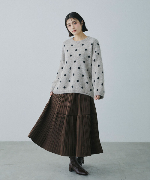 Mirette(ミレット)の「クラシックドット オーバーニットセーター / Classic Dot Oversized Knit Sweater(ニット/セーター・レディース・グレー/ホワイト/アッシュブラウン・FREE)」の8枚目の写真