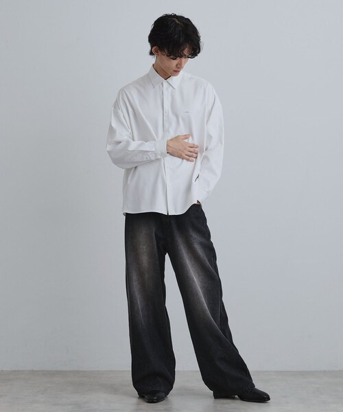 tk.TAKEO KIKUCHI（ティーケータケオキクチ）の「オーバーとろみシャツ（シャツ/ブラウス・メンズ・ブラック系/ホワイト/グレー系/ネイビー系/ブラック・01/02/03）」の13枚目の写真