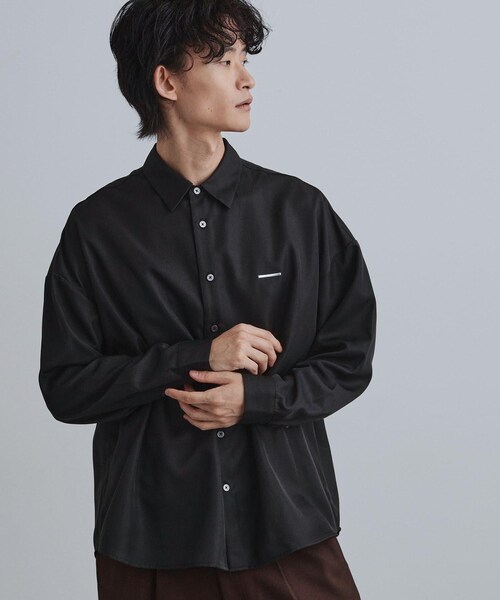 tk.TAKEO KIKUCHI（ティーケータケオキクチ）の「オーバーとろみシャツ（シャツ/ブラウス・メンズ・ブラック系/ホワイト/グレー系/ネイビー系/ブラック・01/02/03）」の16枚目の写真