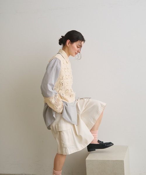 Crisp(クリスプ)の「フラワークロシェベスト(ベスト・レディース・ブラウン/アイボリー・FREE)」の21枚目の写真