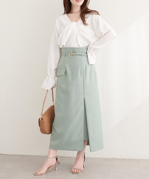 natural couture（ナチュラルクチュール）の「フロントねじりブラウス（シャツ/ブラウス・レディース・ピンク/オフホワイト/ブラック/サックスブルー・FREE）」の8枚目の写真