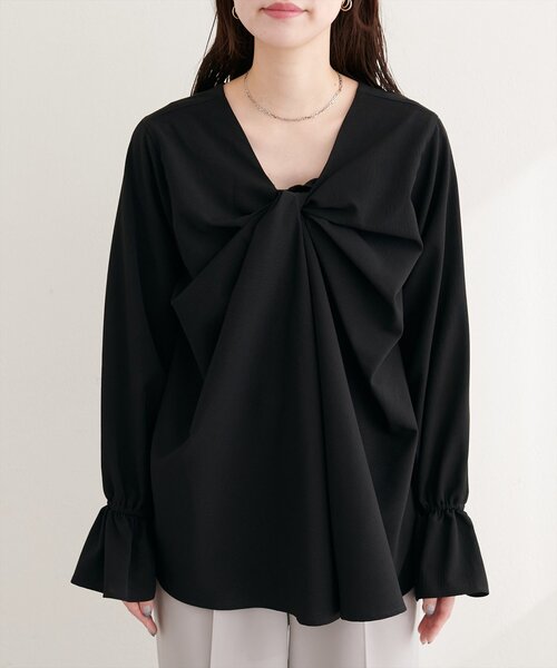 natural couture（ナチュラルクチュール）の「フロントねじりブラウス（シャツ/ブラウス・レディース・ピンク/オフホワイト/ブラック/サックスブルー・FREE）」の14枚目の写真