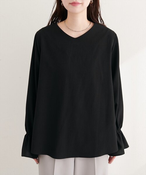 natural couture（ナチュラルクチュール）の「フロントねじりブラウス（シャツ/ブラウス・レディース・ピンク/オフホワイト/ブラック/サックスブルー・FREE）」の17枚目の写真