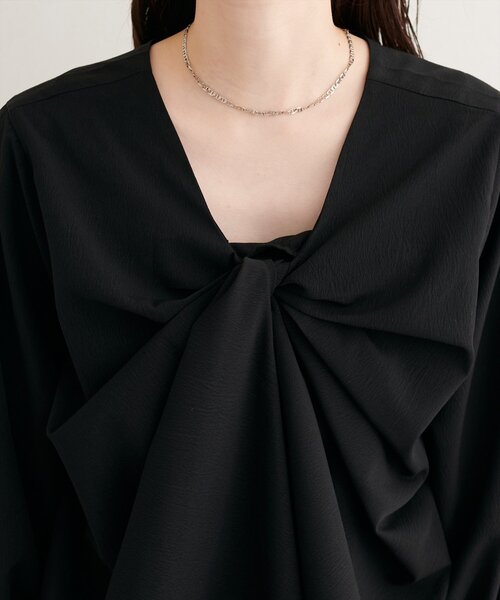 natural couture（ナチュラルクチュール）の「フロントねじりブラウス（シャツ/ブラウス・レディース・ピンク/オフホワイト/ブラック/サックスブルー・FREE）」の19枚目の写真