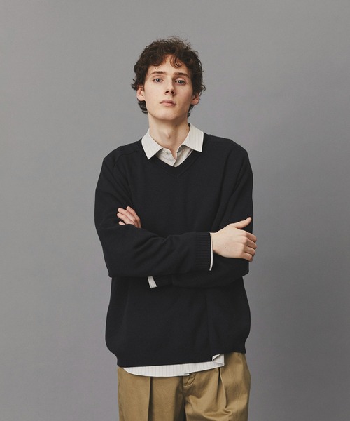 PUBLIC TOKYO（パブリックトウキョウ）の「シルクブレンドVネックニット /春服/ニット/ウォッシャブル（ニット/セーター・メンズ・ブルー/グリーン/ダークグレー・2/1）」の2枚目の写真