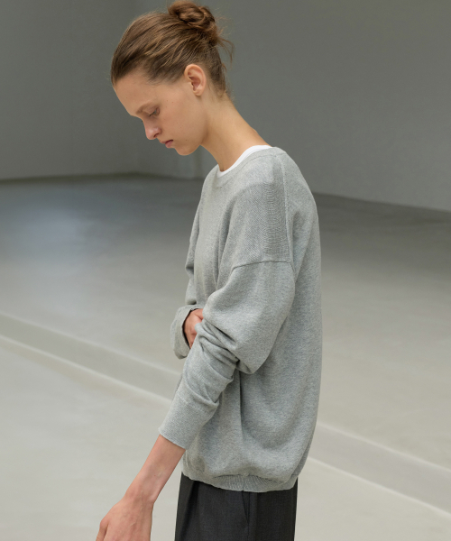 LEVAR(レバー)の「All-day Cotton Round Knit - Melange Grey(ニット/セーター・レディース・その他・FREE)」の2枚目の写真