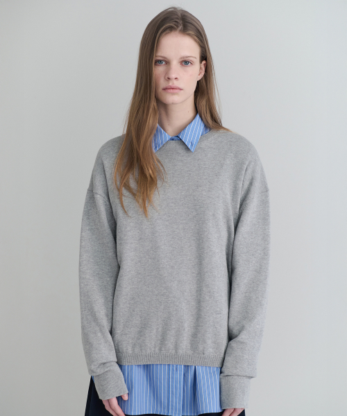 LEVAR(レバー)の「All-day Cotton Round Knit - Melange Grey(ニット/セーター・レディース・その他・FREE)」の3枚目の写真