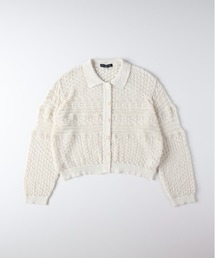 Right-on | 【HONEYSUCKLE ROSE】レース編みポロカーディガン (透け感 / ショート丈 / 大人カジュアル)(カーディガン/ボレロ)