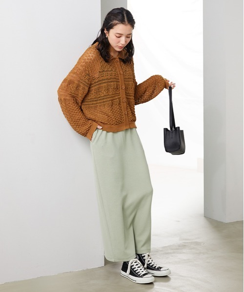 Right-on（ライトオン）の「【HONEYSUCKLE ROSE】レース編みポロカーディガン (透け感 / ショート丈 / 大人カジュアル)（カーディガン/ボレロ・レディース・ブラック/キャメル/キナリ・M/L）」の9枚目の写真