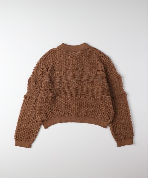 Right-on（ライトオン）の「【HONEYSUCKLE ROSE】レース編みポロカーディガン (透け感 / ショート丈 / 大人カジュアル)（カーディガン/ボレロ・レディース・ブラック/キャメル/キナリ・M/L）」の12枚目の写真