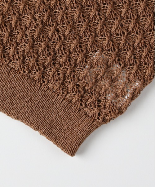 Right-on（ライトオン）の「【HONEYSUCKLE ROSE】レース編みポロカーディガン (透け感 / ショート丈 / 大人カジュアル)（カーディガン/ボレロ・レディース・ブラック/キャメル/キナリ・M/L）」の15枚目の写真