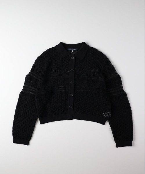 Right-on（ライトオン）の「【HONEYSUCKLE ROSE】レース編みポロカーディガン (透け感 / ショート丈 / 大人カジュアル)（カーディガン/ボレロ・レディース・ブラック/キャメル/キナリ・M/L）」の18枚目の写真