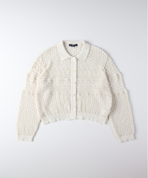 Right-on(ライトオン)の「HONEYSUCKLE ROSE(ハニーサックルローズ)レース編みニットポロカーディガン(カーディガン/ボレロ・レディース・ブラック/キャメル/キナリ・M/L)」の19枚目の写真