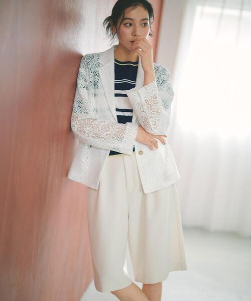 OPAQUE.CLIP（オペークドットクリップ）の「レーステーラードジャケット【洗濯機OK】（テーラードジャケット・レディース・ブラック/ホワイト・40/38/42）」の2枚目の写真